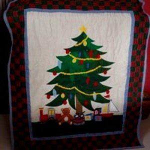 Christmas quilt bells bears boat tree 5